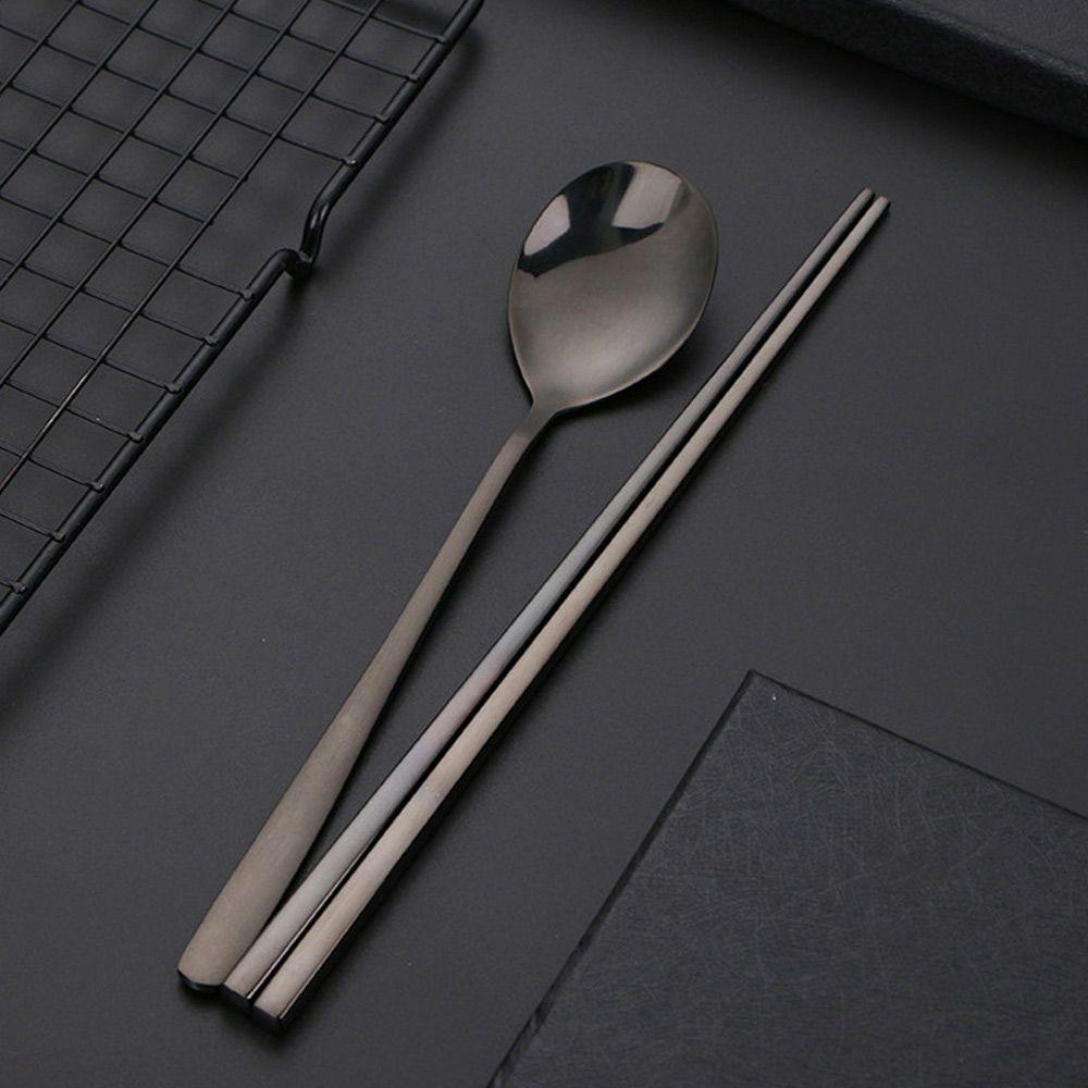 Bộ Dụng Cụ Ăn Uống Gồm Muỗng Và Đũa Chống Trượt Phong Cách Hàn Quốc