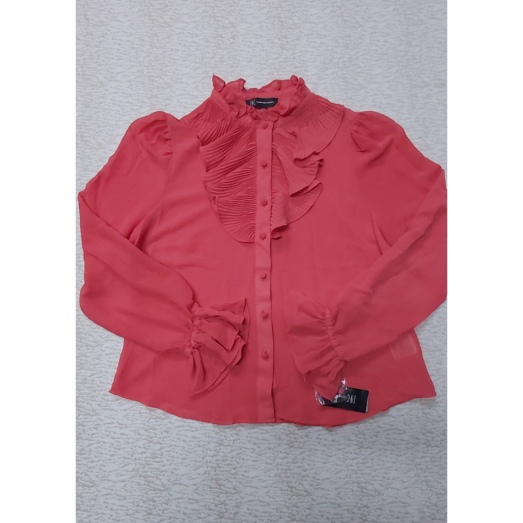 Áo sơ mi kiểu công sở nữ vải voan hiệu I.N.C size XS hàng mỹ chính hãng