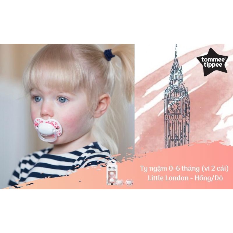 Ty ngậm cho bé Tommee Tippee Little London 0-6 tháng (vỉ 2 cái) - Hồng/Đỏ