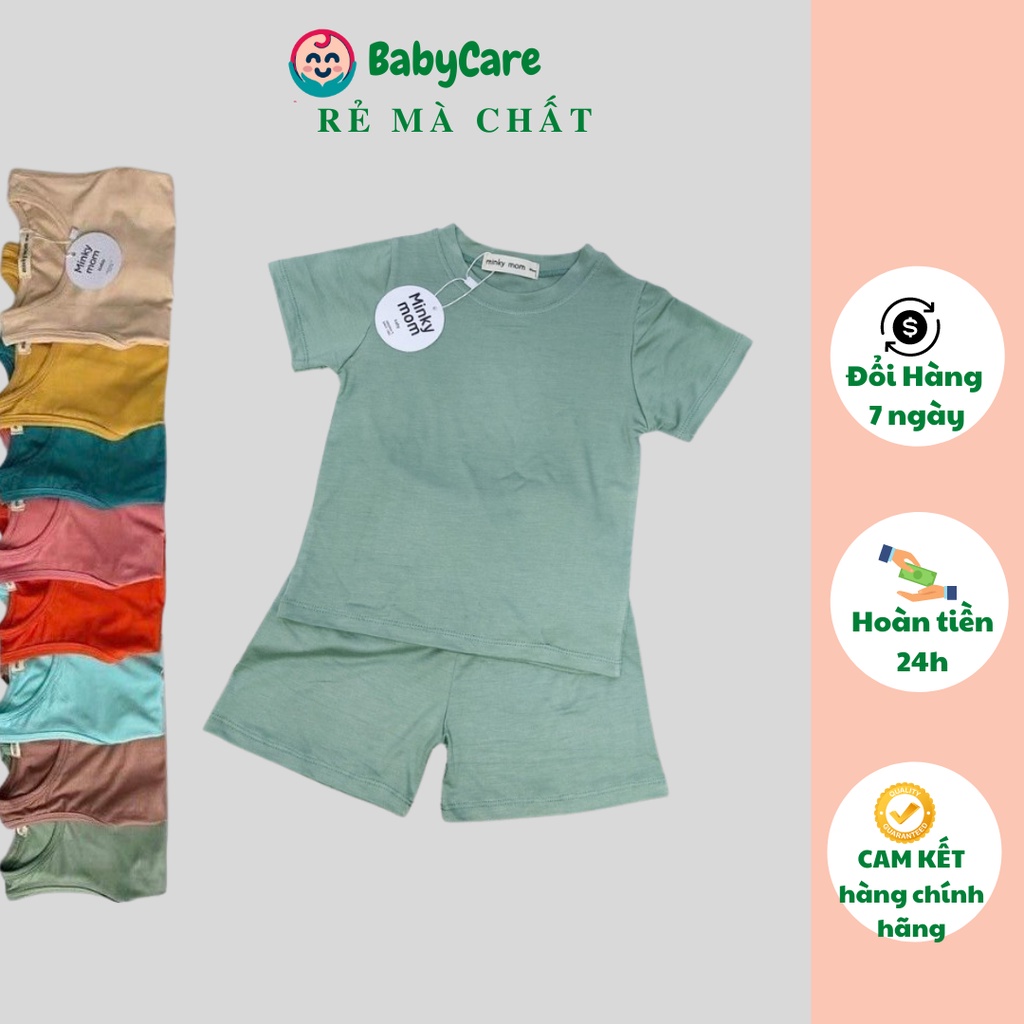 Đồ Bộ Bé Gái, Bé Trai Minky Mom Vải Thun Lạnh Trơn, Bộ Quần Áo Cộc Tay Cho Bé Mặc Hè Thoáng Mát từ 5-18kg
