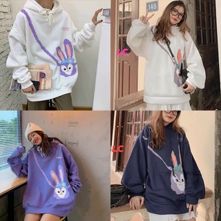 [Video+Ảnh Thật] Áo Khoác Nỉ Hoodie Nữ Form Rộng In Hình Thỏ Rõ Đẹp Nón 2 Lớp Phong Cách Ulzzang Nam Nữ AK125 TD Fashion
