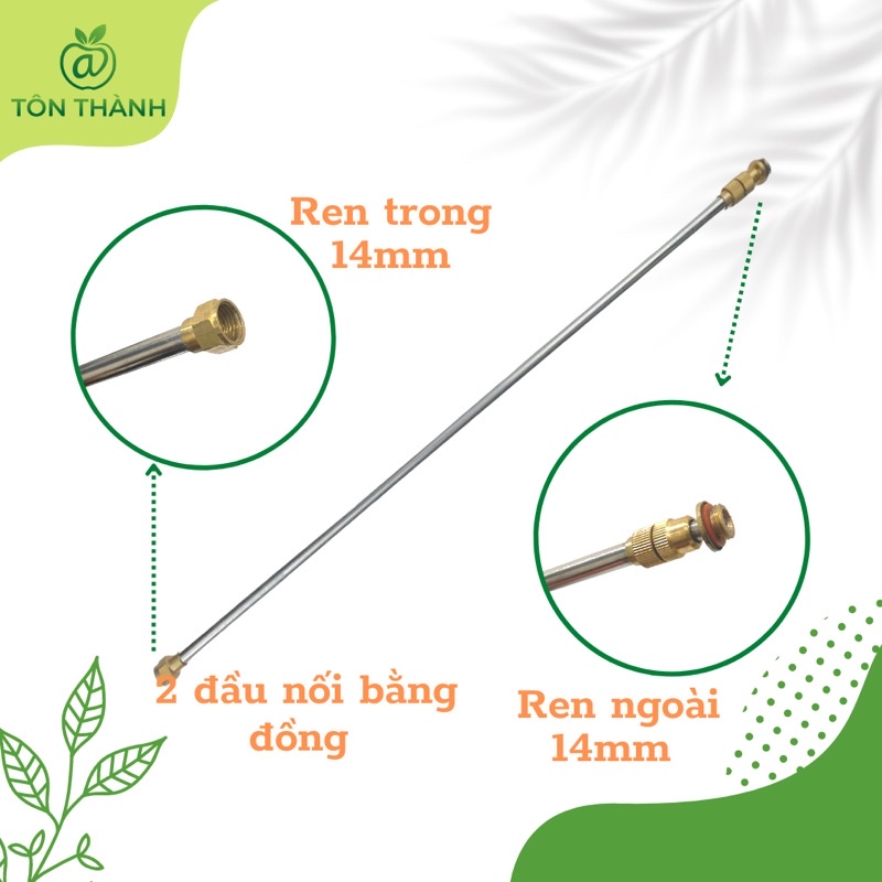 CẦN RÚT PHUN XỊT INOX DÀI 50-100CM ĐẦU BẰNG ĐỒNG