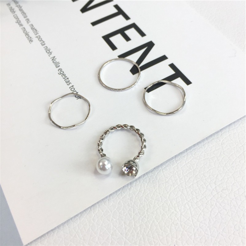 Set 4 Nhẫn Thiết Kế Đơn Giản 23565 Phong Cách Hàn Quốc