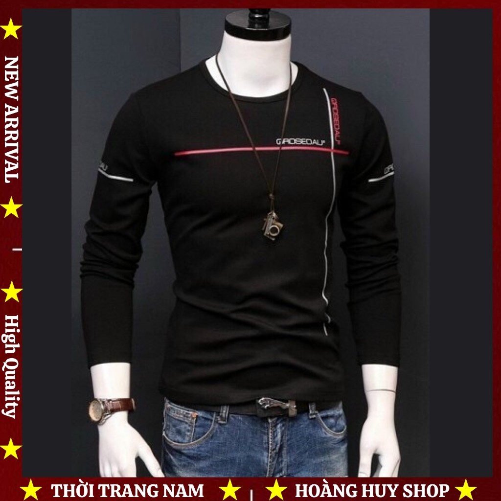 Áo Thun Nam Tay Dài H&H-AT07 Phối Viền Phong Cách Hàn Quốc 100% COTTON Cao Cấp - 3 Màu