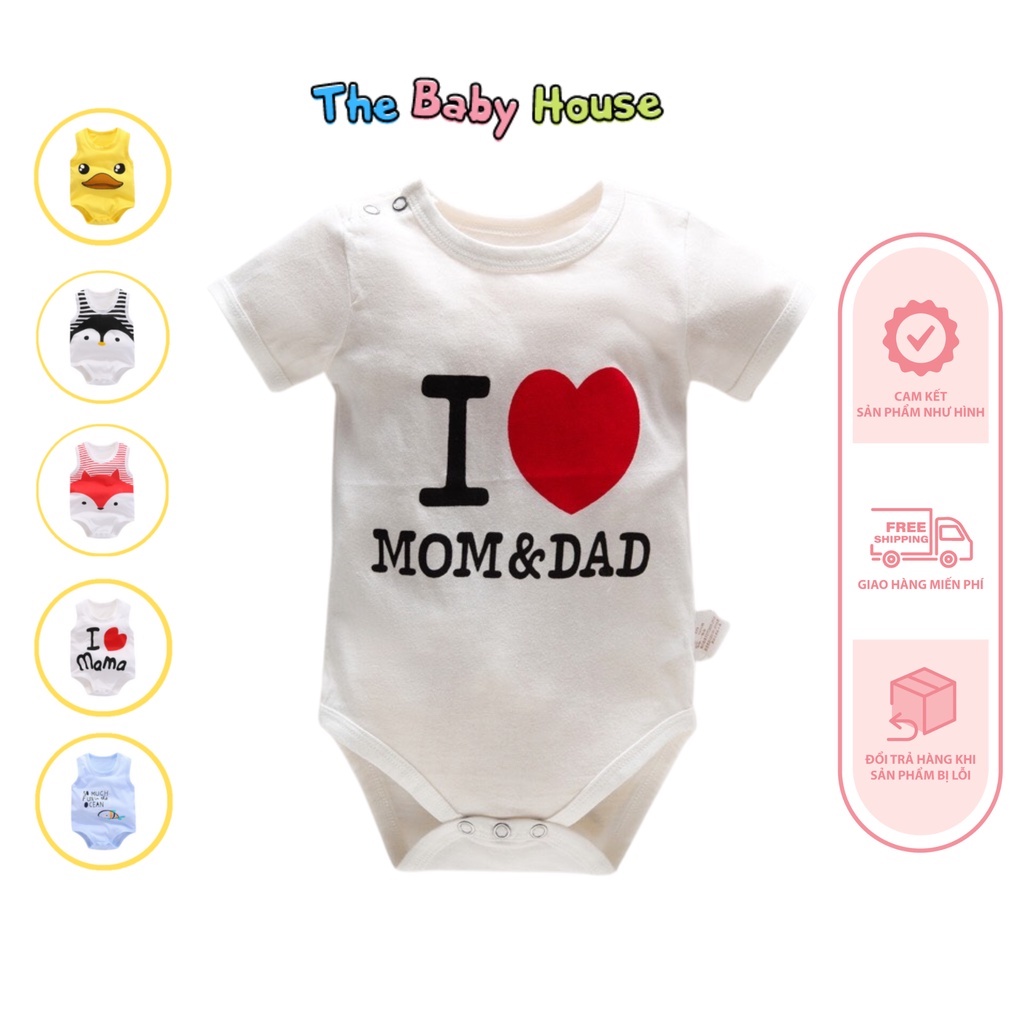 Bodysuit Cho Bé  𝐅𝐑𝐄𝐄𝐒𝐇𝐈𝐏 Set Áo Liền Quần Không Tay Họa Tiết Họat Hình Dễ Thương Thoải Mái Cho Bé