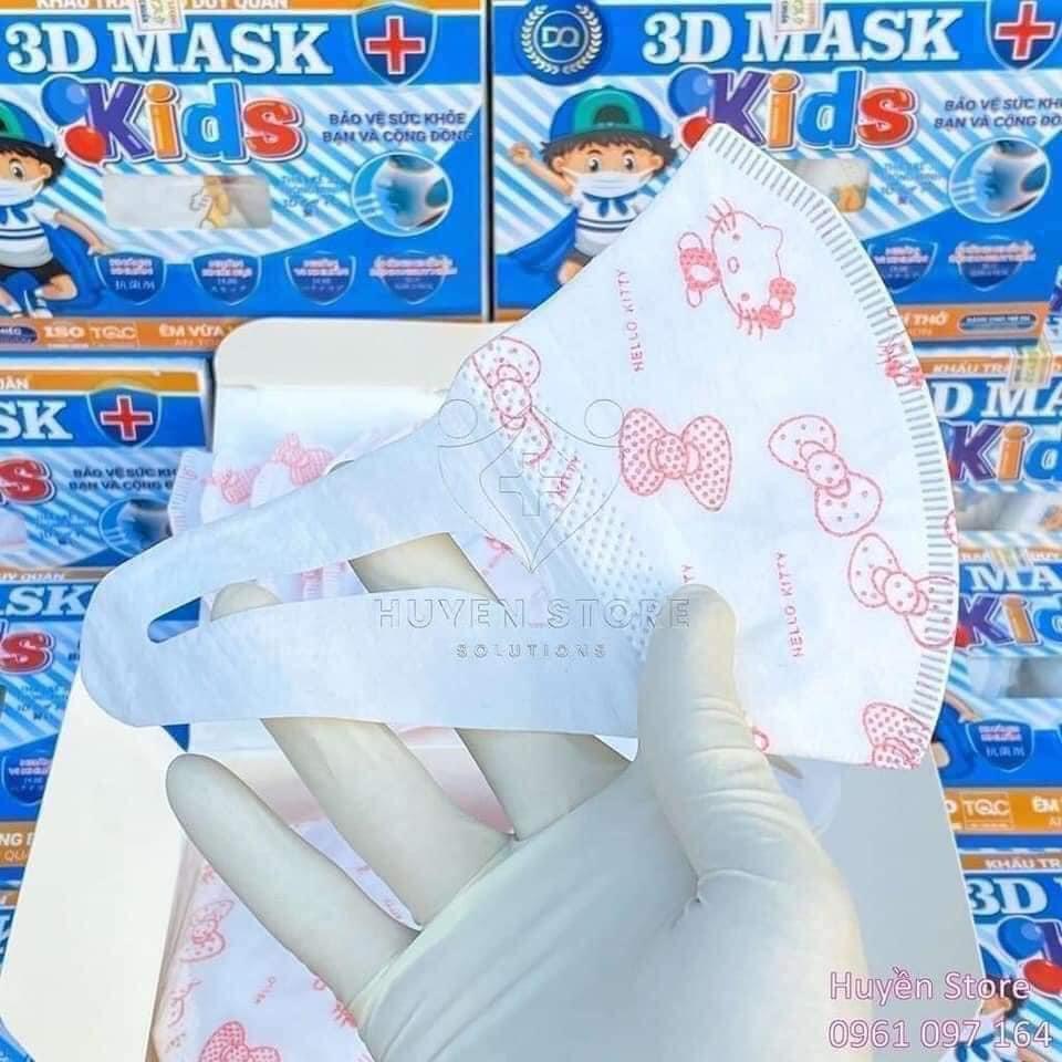 Khẩu trang kháng khuẩn trẻ em 3D Kid Mask Diệu Linh cho bé 5 tuổi - 11 tuổi, hộp 50 cái họa tiết dễ thương