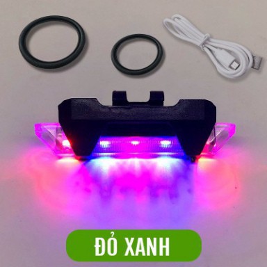 Đèn báo hiệu gắn đuôi xe đạp 5 bóng LED có cổng sạc USB