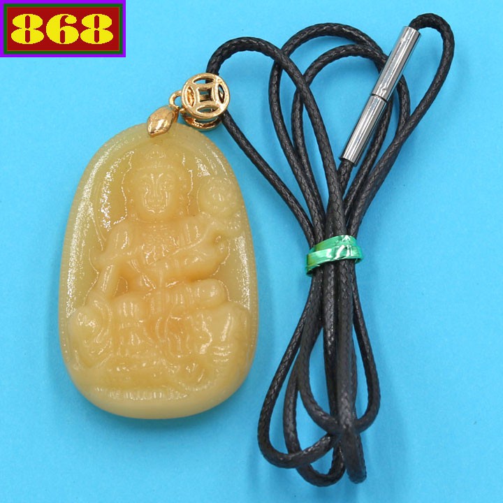 Mặt dây đeo Phật Bồ tát Phổ hiền vàng 4.3 cm MTVO2
