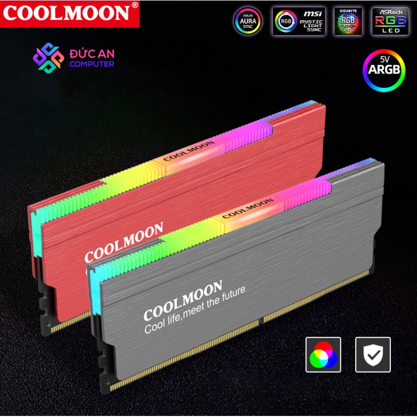 Tản Nhiệt Ram Led RGB Coolmoon RA-1 / Hỗ Trợ Đồng Bộ Hub Coolmoon và Mainboard