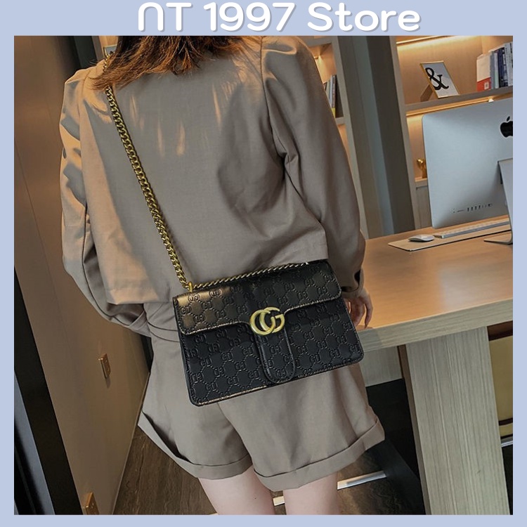 Túi sách nữ đeo chéo kẹp nách thời trang mini dây xích