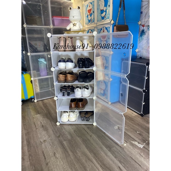 Xả KhoTủ giày nhựa lắp ghép đa năng thông minh 3 tầng 6 ngăn