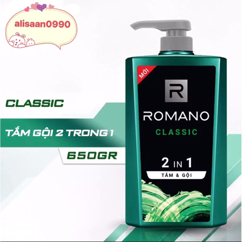 DẦU TẮM GỘI ROMANO CLASSIC 2 TRONG 1 650G