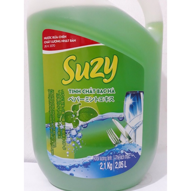 Nước Rửa Chén Suzy Hương Bạc Hà Can 2.1kg Công Nghệ Nhật Bản ( vòi nhấn )