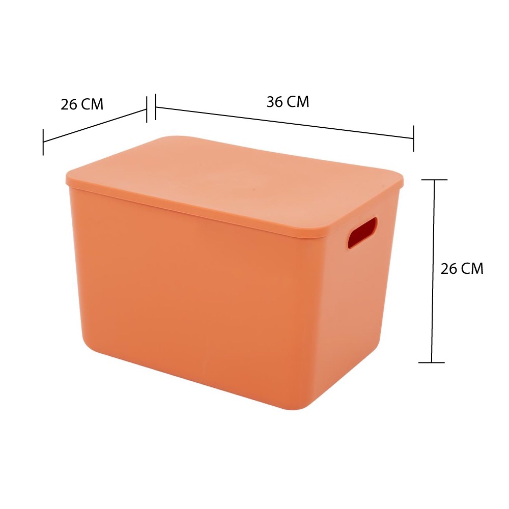 HomeBase STACKO Thùng nhựa có nắp size L R24xS36xC26cm màu cam