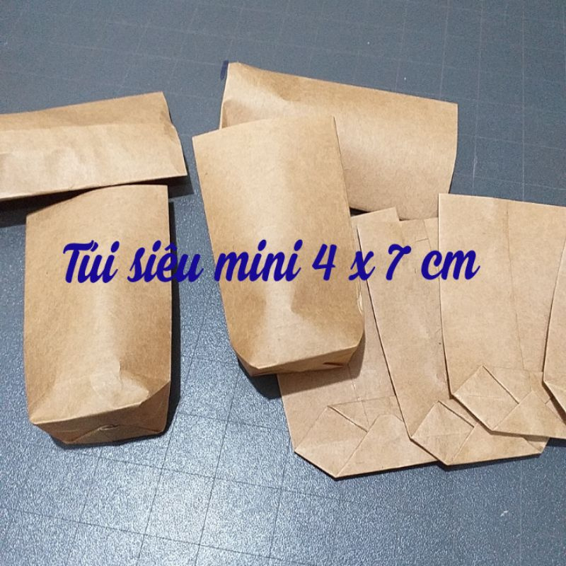 Combo 100 túi Kraft Nhật siêu mini 4 x 7 cm