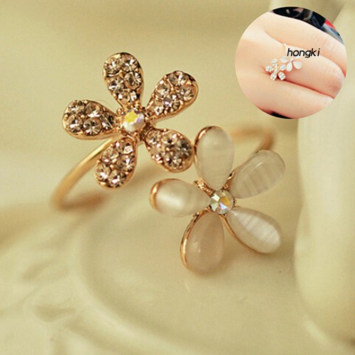 Nhẫn Hở Mặt Hình Hoa Cúc Đính Đá Thời Trang Cho Nữ