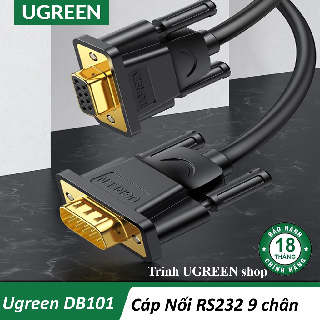 Cáp Nối Cổng Com Rs232 9 Chân Dương Sang Com 9 Chân Âm  Ugreen DB101 Chính Hãng