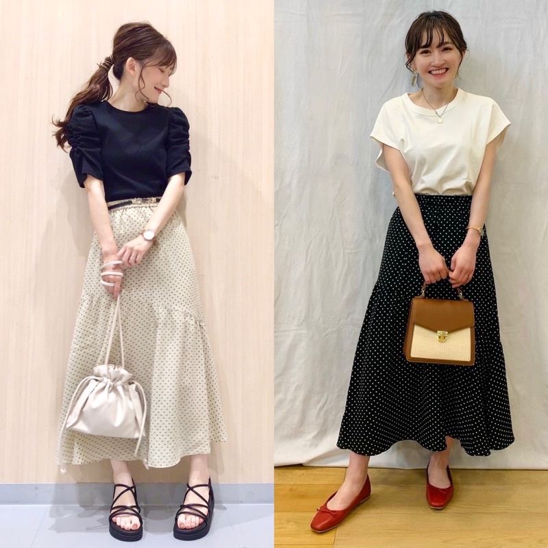 Chân váy đuôi cá nữ chấm bi đầy quyến rũ của GU - Nhật Bản