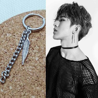 Bông tai dây xích hình chiếc lá phong cách KPOP