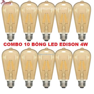Combo 10 bóng led edison ST64 vỏ màu vàng nắng