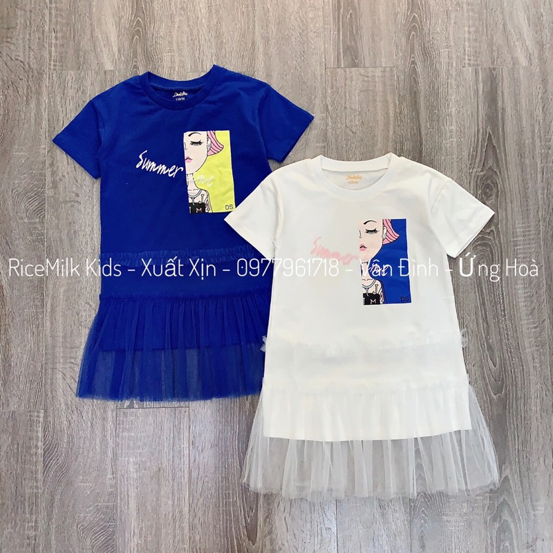 Váy Deesha cotton phối ren hình cô gái