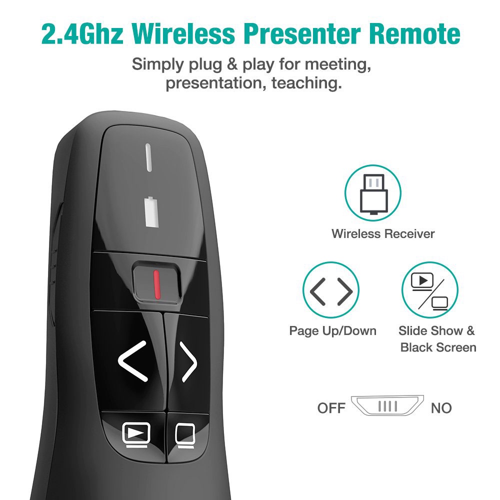 Điều Khiển Trình Chiếu Trình Chiếu R400 2.4Ghz USB Không Dây Có Tay Cầm