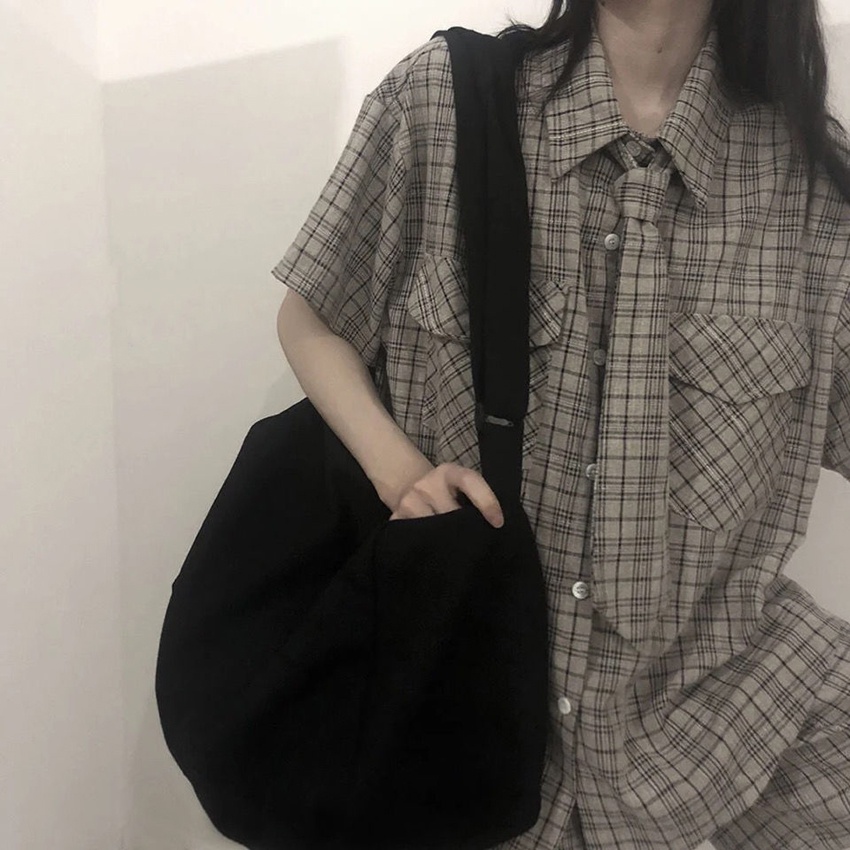 Túi tote đeo chéo trống siu to Bag.Thanhthu có khoá kéo và túi con vải canvas phong cách Ulzzang để được sách 551