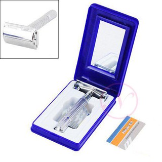 Dao cạo râu Inox cổ điển, đẹp, sang trọng, sạch mịn màng tặng kèm hộp có gương tiện dụng