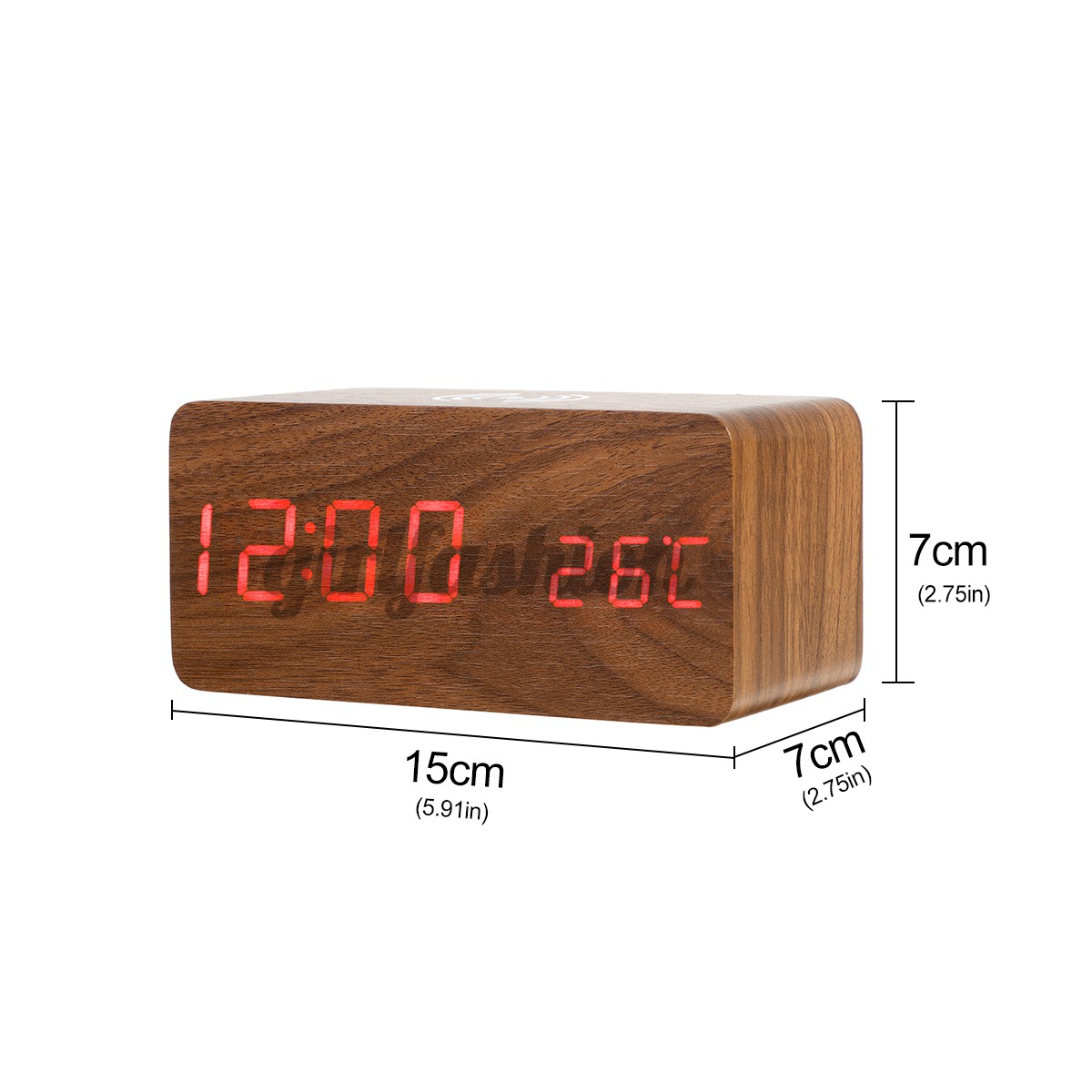 Wooden Digital Electronic Clock Alarm Clock With Wireless Charging Function