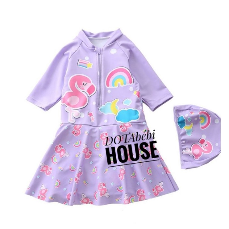 nhiều mẫu &lt;35kg có nón Váy bơi liền tay lỡ cho bé gái, có lót đùi mã SW0204.209 - DOTAbébi HOUSE