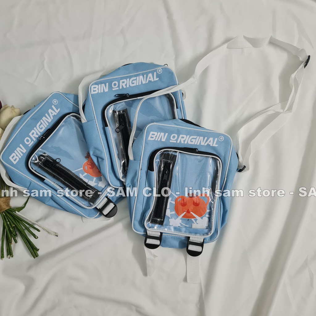 Túi xách đeo chéo nữ kiểu dáng mini bag thời trang canvas khóa kéo hai ngăn mặt gương trong suốt BIN ORIGINAL ĐẦU MÈO | BigBuy360 - bigbuy360.vn