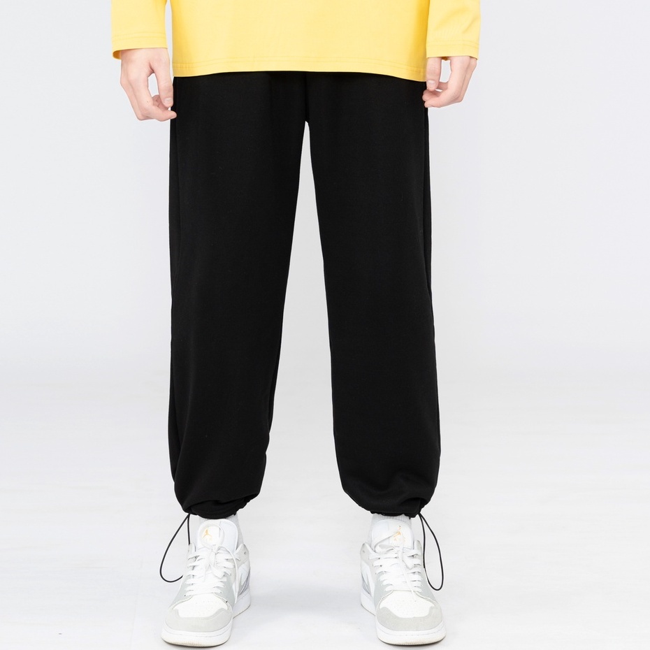 Quần jogger nỉ nam nữ ống rộng thể thao bó chun rút gấu uzzang unisex