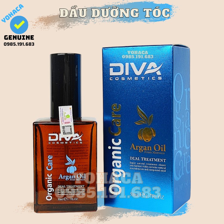 Tinh dầu dưỡng tóc Diva Argan phục hồi 50ml mẫu mới màu xanh