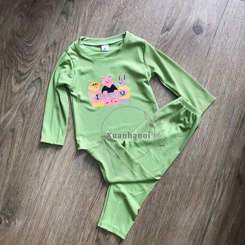 Bộ cotton gân tăm cho bé trai bé gái nhí XHN1038