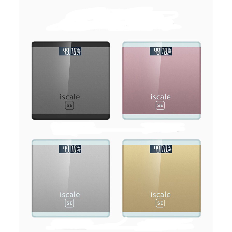 Cân sức khỏe điện tử ISCALE hàng chuẩn, cân điện tử gia đình mặt kính cường lực cao cấp