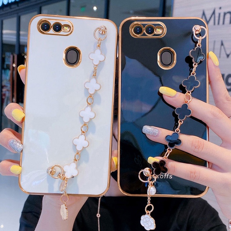 Ốp điện thoại KOOSUK mềm mạ có dây đeo tay thời trang cho Oppo a5s a7 a11k a12 f9 pro ax7 ax5s a7x