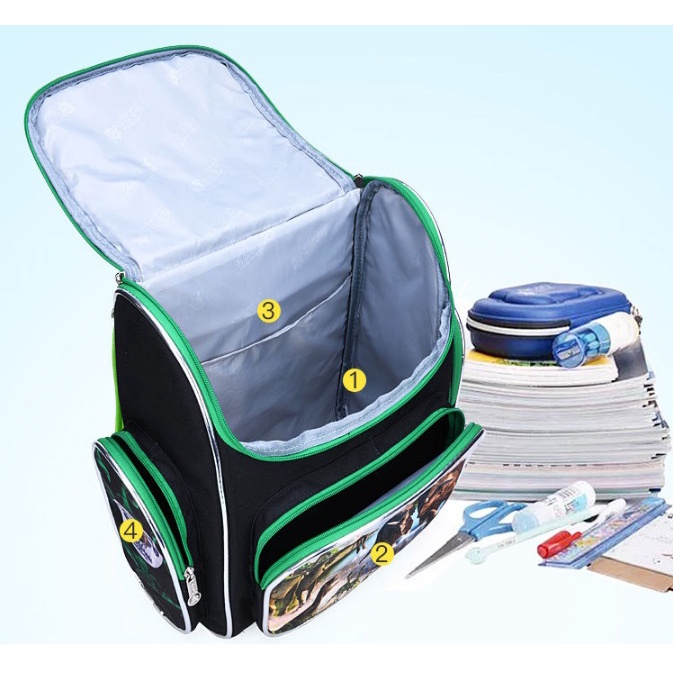 Ba lô hộp cao cấp Sesame hình khủng long cho học sinh cấp 1, cấp 2