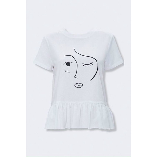 ÁO TRẮNG THUN F21 PHỐI BÈO