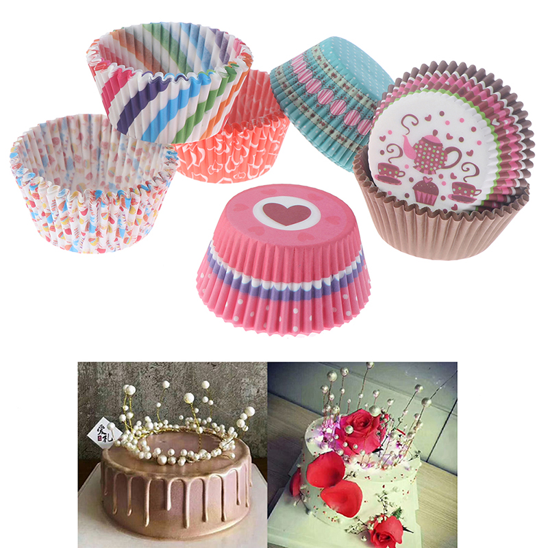 Set 100 Cốc Giấy Đựng Bánh Cupcake Dễ Thương