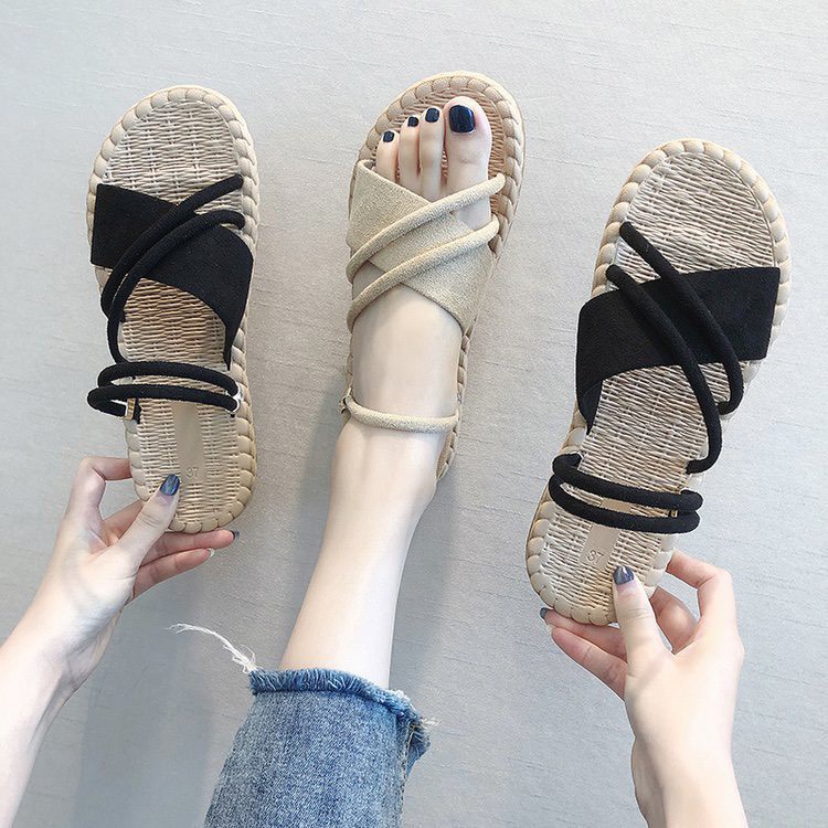 [❌GIÁ SỈ❌] Dép nữ sandal quai chéo đế giả cói vintage siêu mềm êm chân 88045 giá sỉ