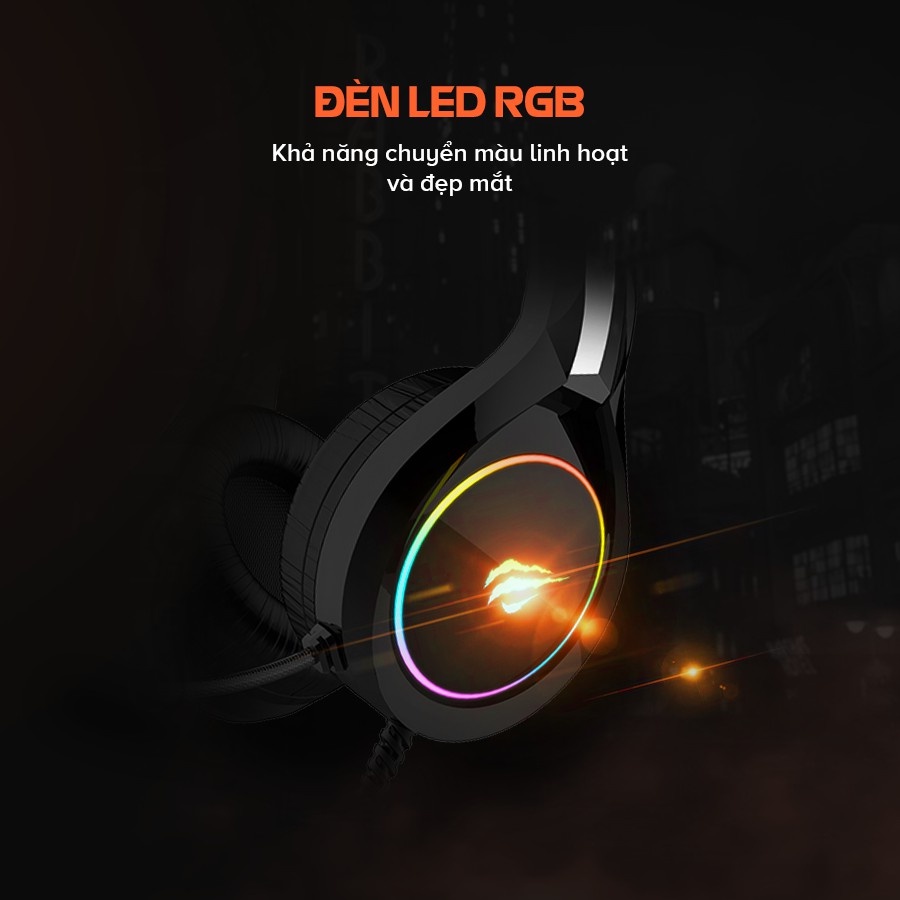 Tai Nghe Gaming Headphone HAVIT H2232D, Driver 50mm, Đèn Led RGB, Mic Khử Nhiễu - Chính Hãng BH 12 Tháng Dizigear