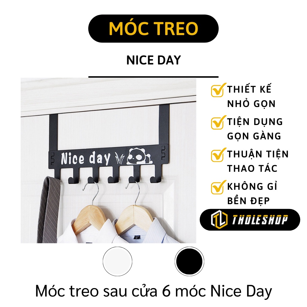 Móc Treo Quần Áo - Thanh Treo Đồ Gài Sau Cửa 6 Móc Nice Day, Tiết Kiệm Không Gian 9072
