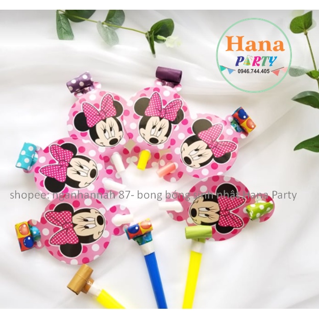 Kèn Lưỡi thổi in hình hoạt hình (Set 3c, set 6c) cho bé trai bé gái phụ kiện sinh nhật cho bé happy birthday party