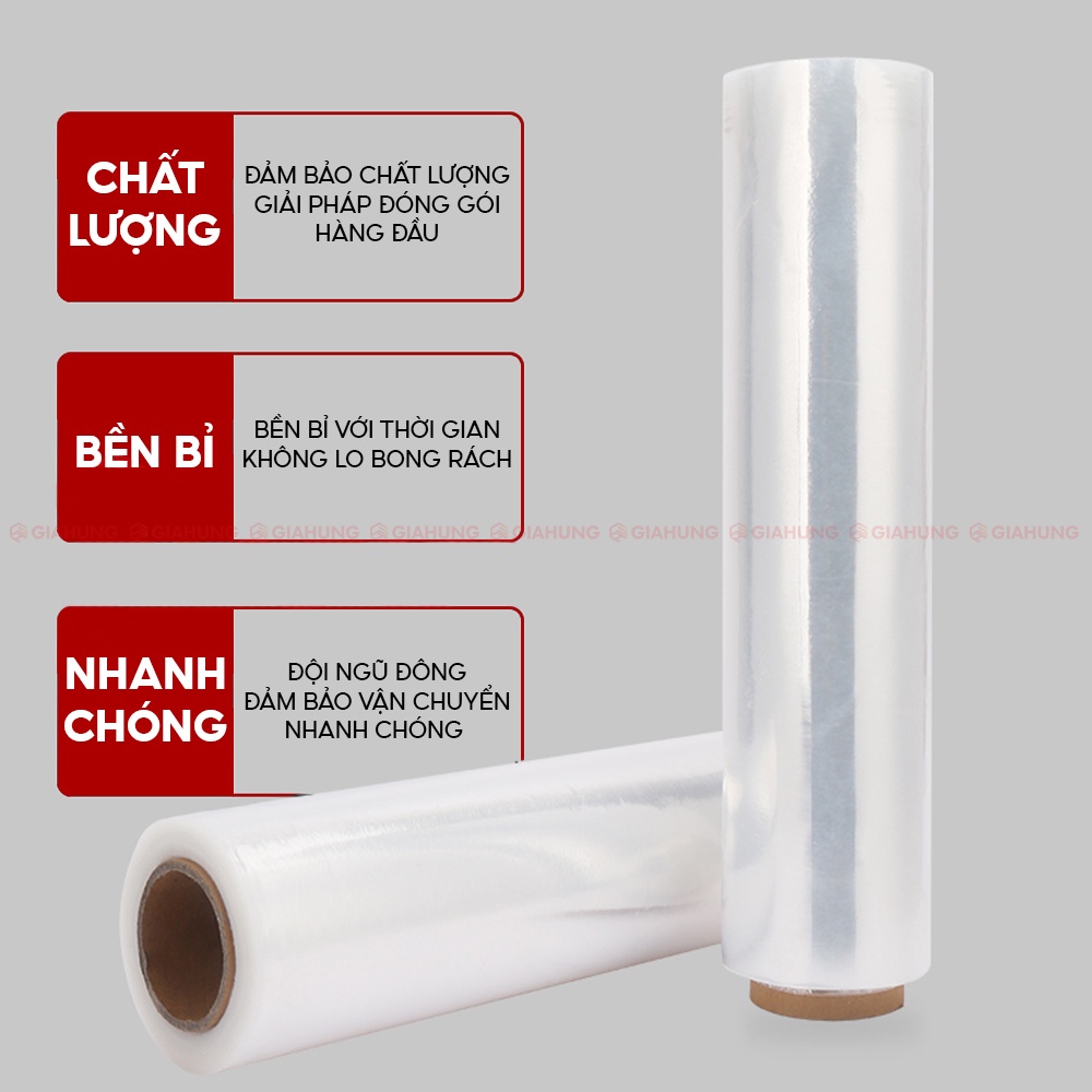 Màng PE quấn tay bọc hàng hóa khổ 50cm nặng 3kg, lõi 500gram nhựa nguyên sinh cao cấp - GIAHUNGPRO