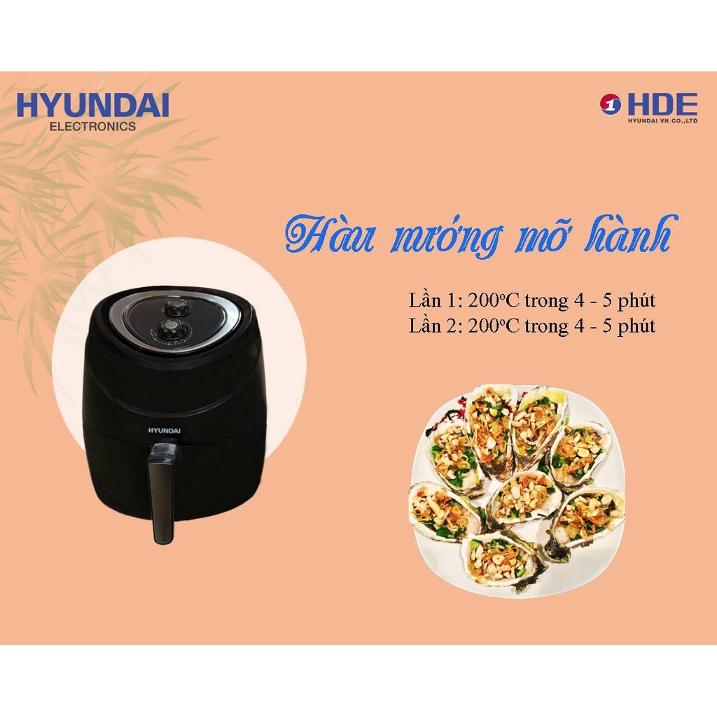 Nồi chiên không dầu Hyundai 5,5 lít công nghệ Hàn Quốc tản nhiệt làm chín nhanh thức ăn giảm béo chính hãng bảo hành