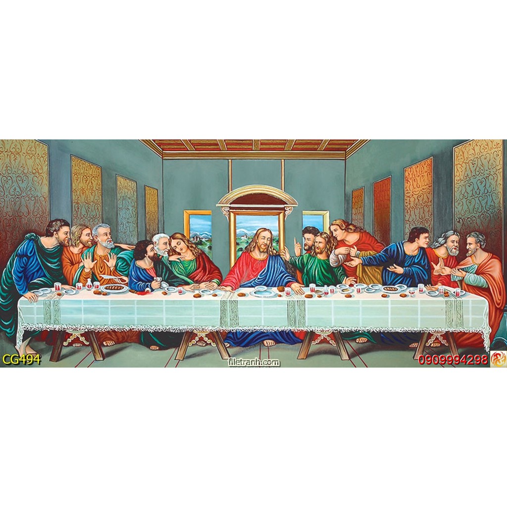 Tranh dán tường 3d hình Tiệc Ly Chúa Jesus, Gia Đình Thánh Gia