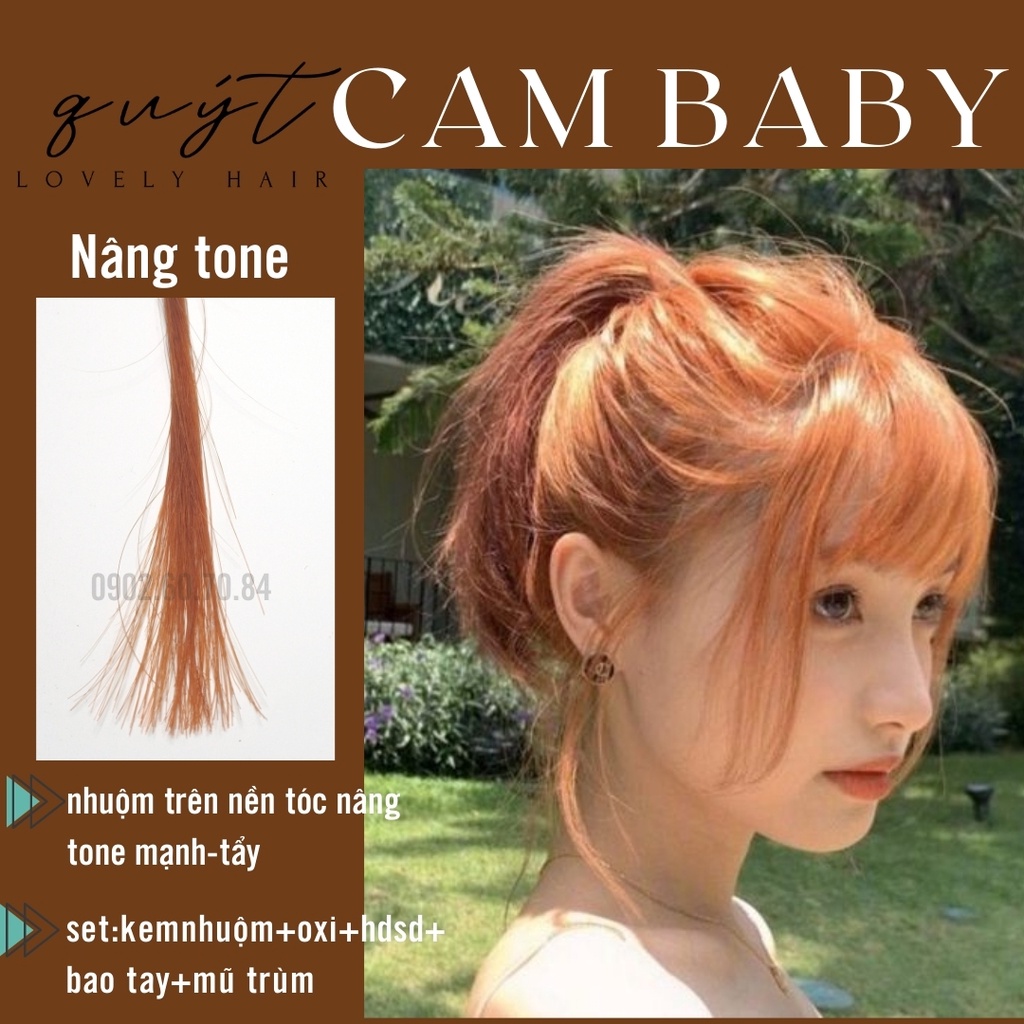 Kem Nhuộm Tóc Thảo Dược Cam BaBy - Tặng Oxi-  Nhuộm từ nền 8 trở lên