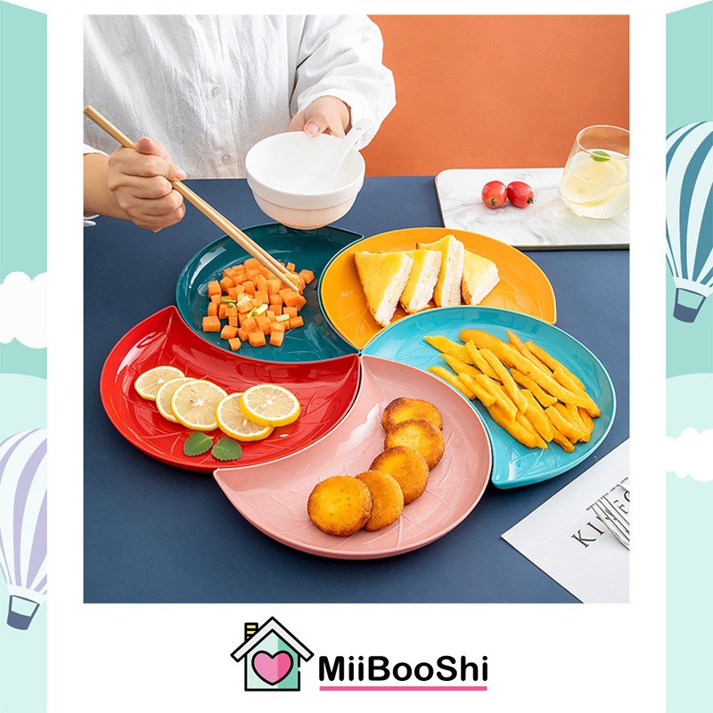 Đĩa nhựa decor set 5 đĩa nhựa đẹp hình bán nguyệt decor đồ ăn bánh chụp ảnh siêu xinh MiibooShi TQ566552