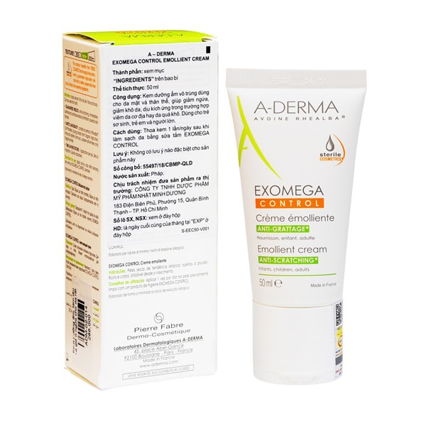Kem hỗ trợ kiểm soát viêm da cơ địa A-derma Exomega Control Cream 50ml
