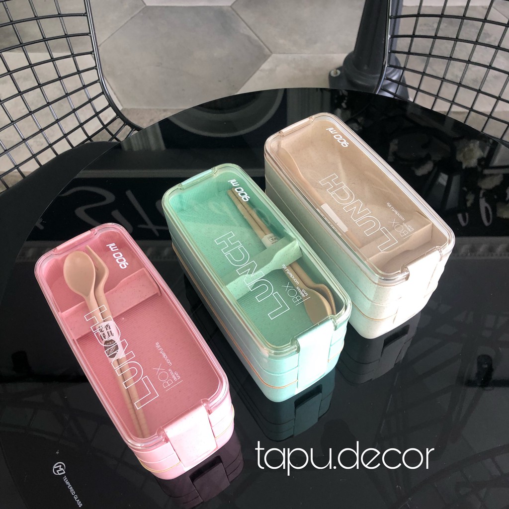 Hộp cơm lúa mạch 3 tầng tiện dụng!